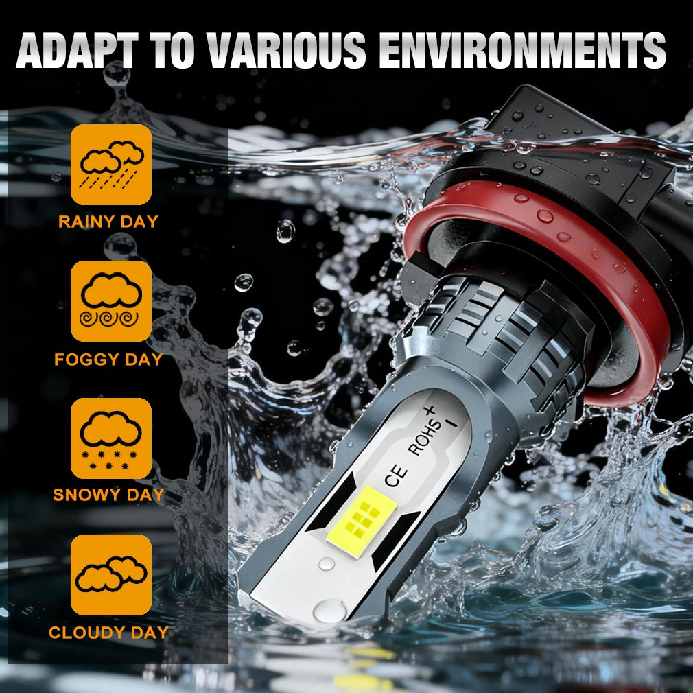 H8 H11 LED Headlights Canbus H7 9005 HB3 9006 HB4 Fog Light Bulb 30000LM 5500K LED Daytime