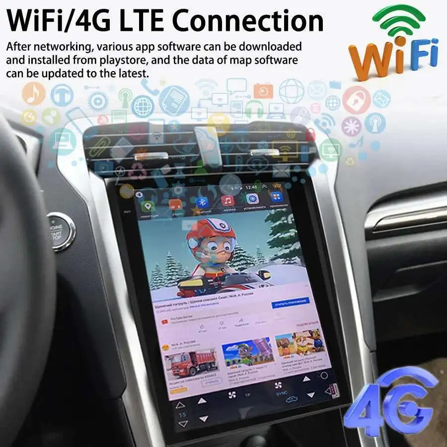 256GB Rom 12.1Inch Tesla Android Screen Car Multimedia Video Player For Ford Mondeo 2016 F