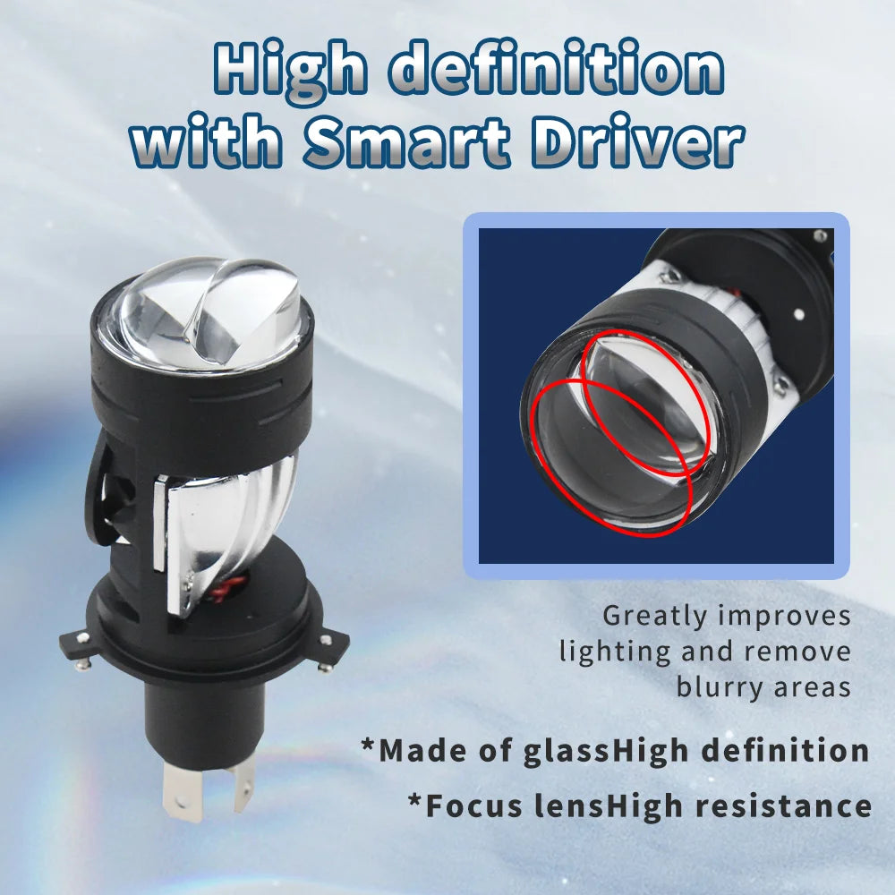 H4 Bi LED Lens Projector Car Headlight Bulbs 30000LM CANBUS High Low Beam Bulb Auto Motorc