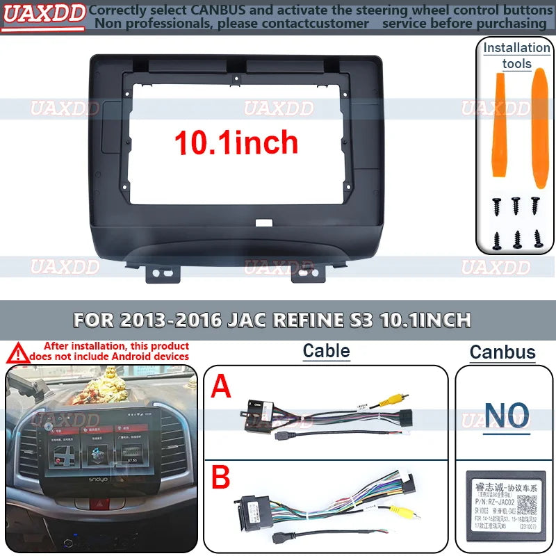 10.1Inch Car Radio Fascia For JAC Refine S3 2013-2016 Android Stereo Player 2 Din Head Uni