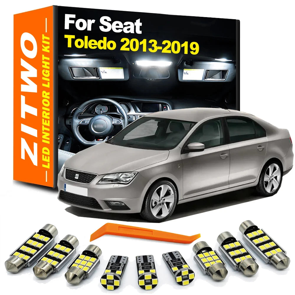 ZITWO 9Pcs Canbus For Seat Toledo 2013 2014 2015 2016 2017 2018 2019 LED Bulb Interior Map Dome Reading Trunk Light Kit No Error