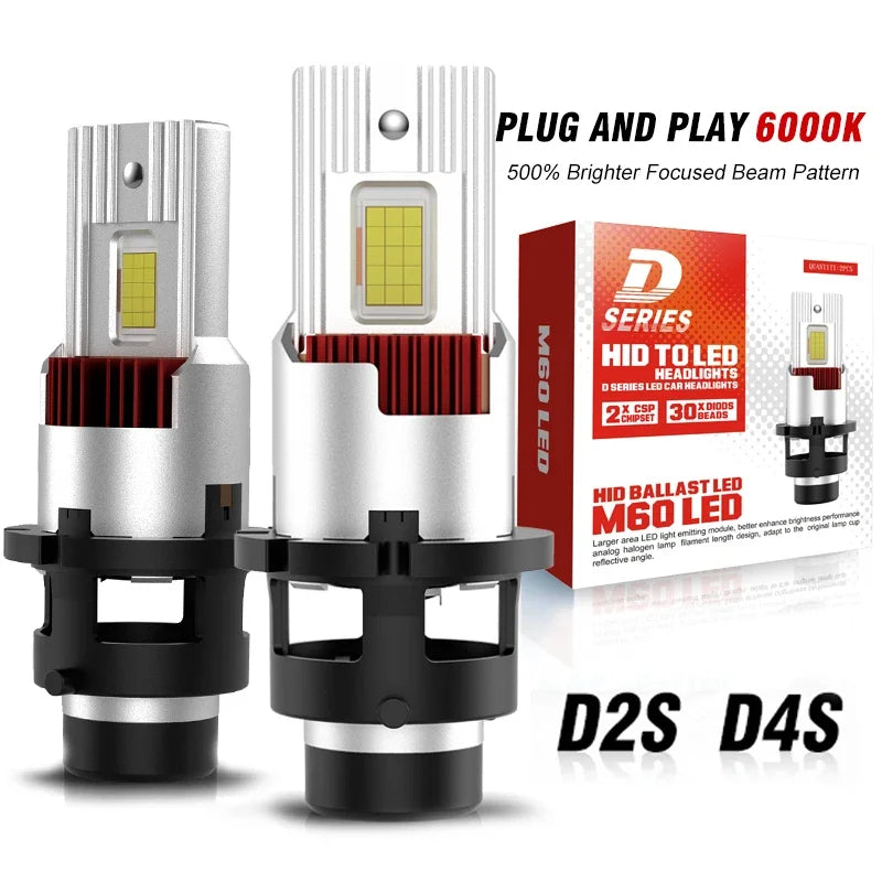 D SERIES D2S D4S LED Headlight HID Bulbs 1:1Replace Headlamp 12V 24V Canbus 30000LM Lights