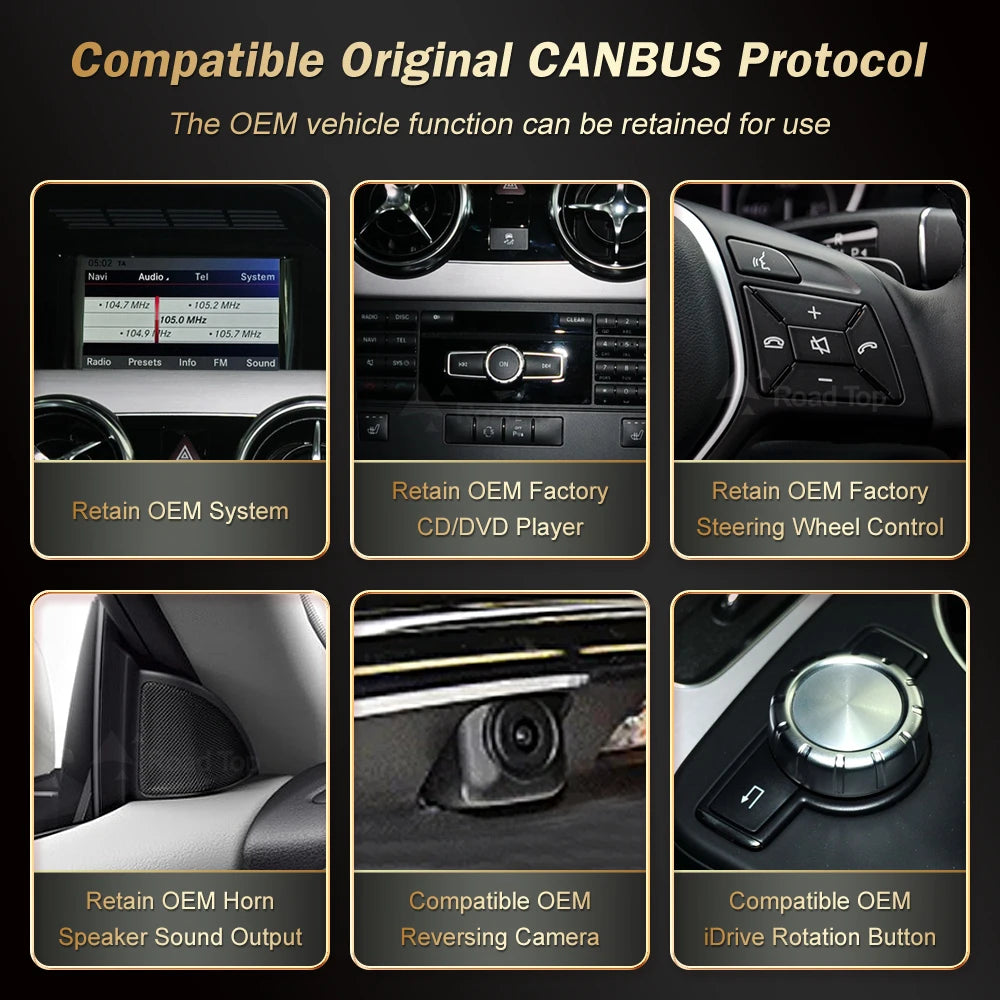 RoadTop Linux Screen Wireless CarPlay Android Auto Multimedia Display for Mercedes-Benz GL