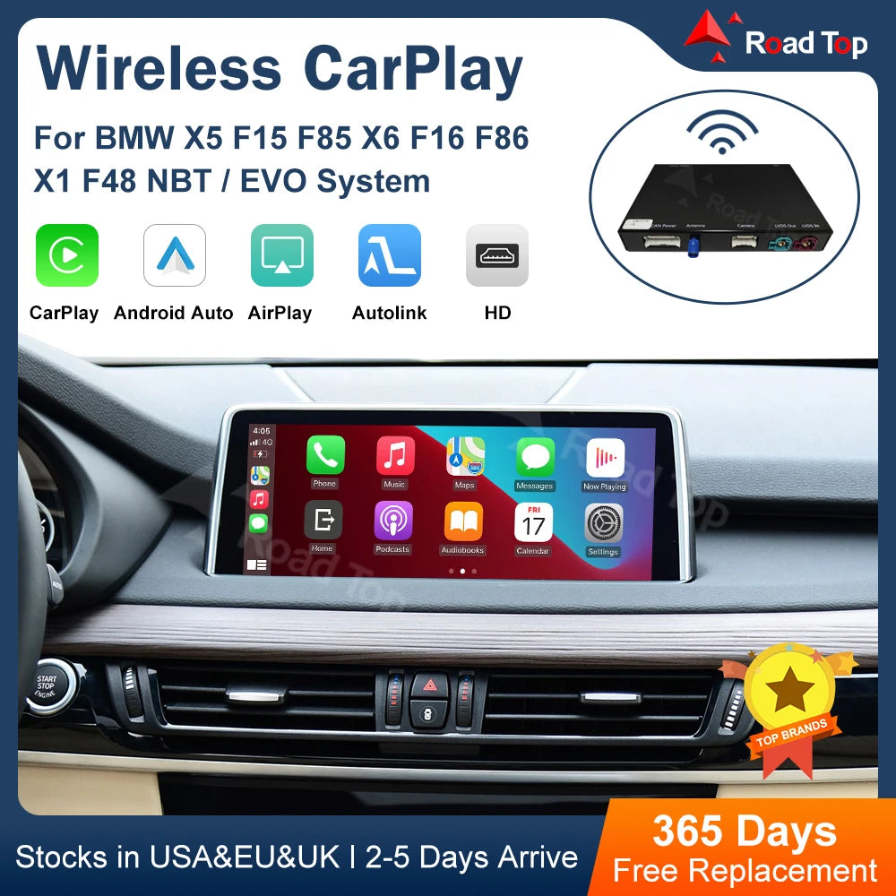 Road Top Wireless CarPlay Android Auto for BMW NBT EVO X5 F15 X6 F16 2014-2020 X1 F48 2016 | AUTOKITSHOP