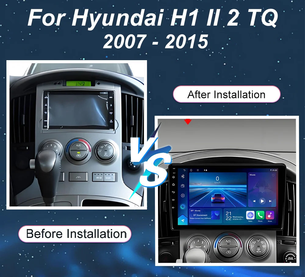 Android 16 For Hyundai H1 II 2 TQ 2007 - 2015 2K QLED Android Car Radio Multimedia Video P