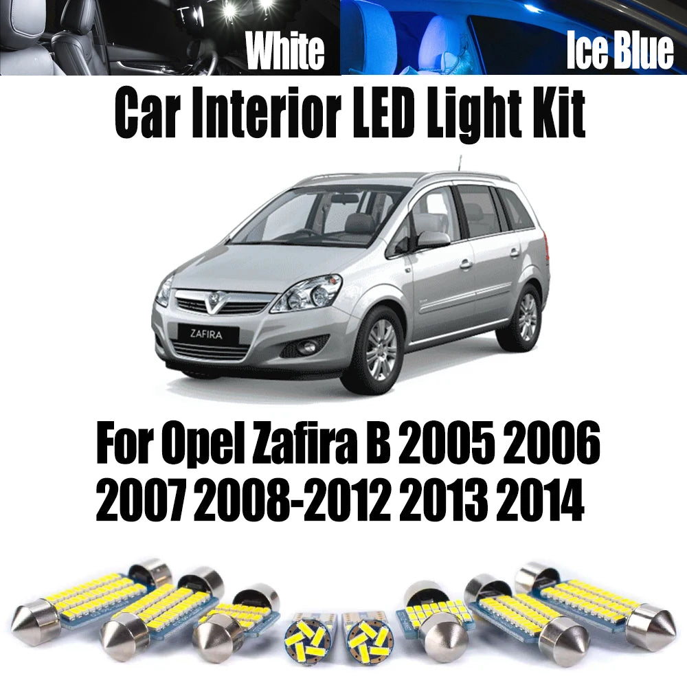 11-Piece LED Interior Light Kit for Opel Zafira B 2008-2013 - Canbus Dome Map Door Trunk Bulbs | AUTOKITSHOP