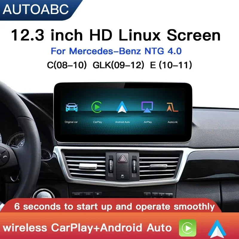 Wireless Carplay/Android Auto 12.3'' Touch screen Multimedia Radio Receiver for Mercedes B | AUTOKITSHOP