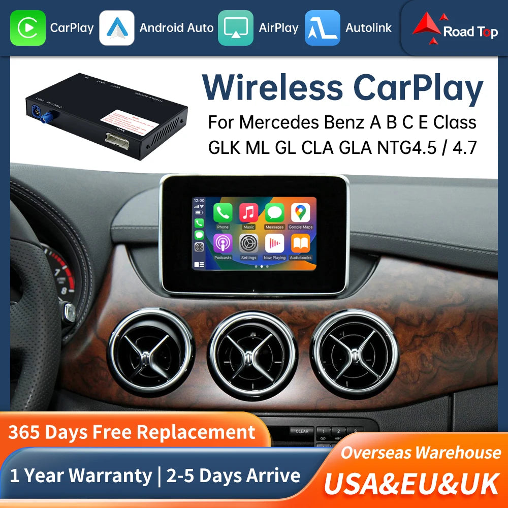 Road Top Decoder Wireless CarPlay Android Auto For Mercedes Benz A B C E Class NTG4.5 W246 | AUTOKITSHOP
