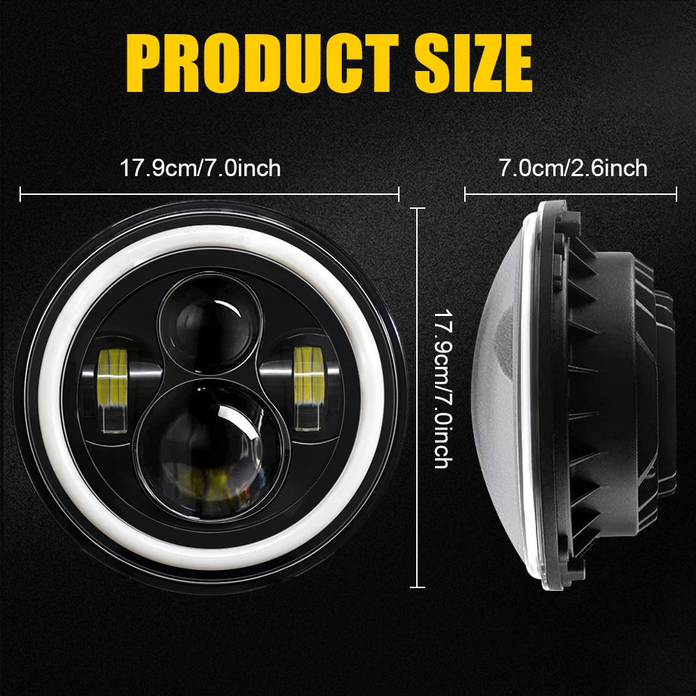 7 Inch 1000W Led Car Motorcycle Headlight DRL H4 Headlamp for Harley BMW Yamha Honda 12V/2