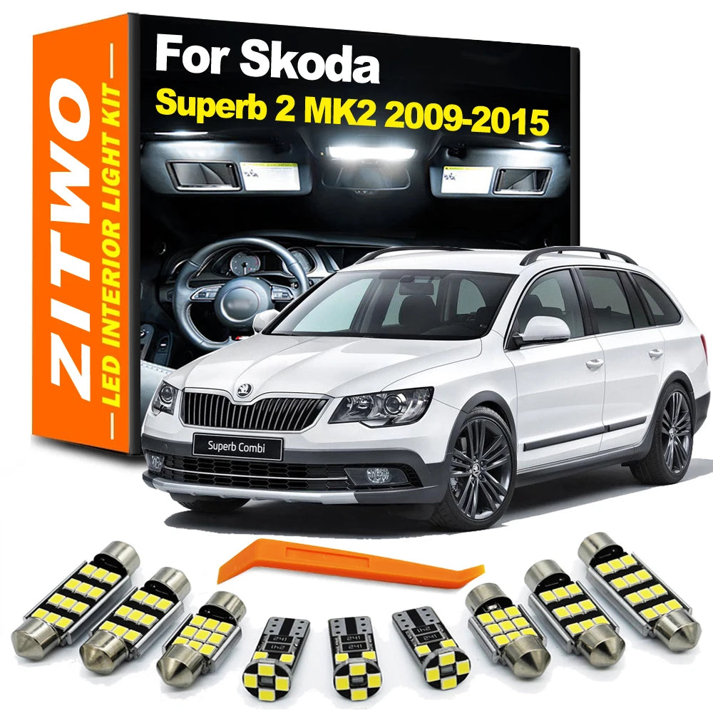 Complete LED Interior Dome Reading Door Light Bulb Kit For Skoda Superb 2 MK2 3T for Skoda MK2 - Canbus LED Car Light