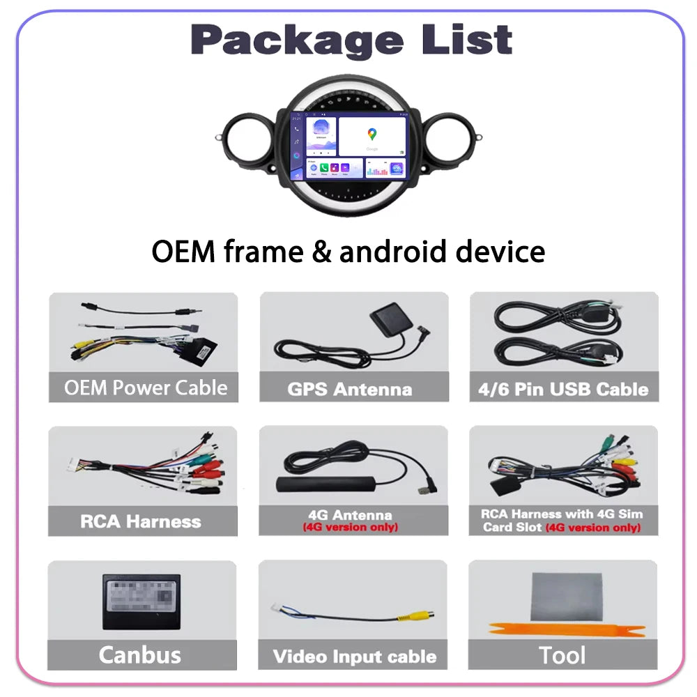 Android auto Carplay Stereo For BMW Mini Cooper R56 R60 R51 2006 - 2015 Car Radio Multimed