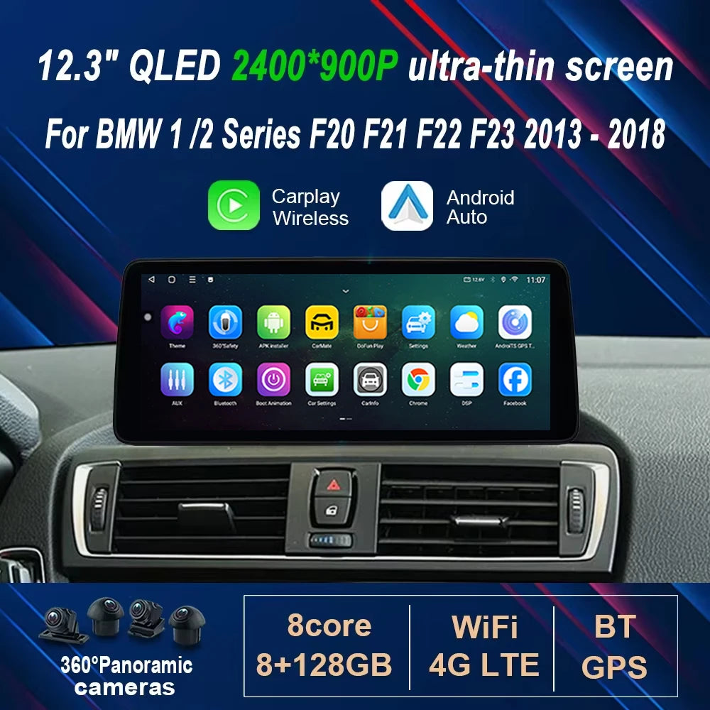 12.3' Ultra-Thin Android 15 Car Radio Video Multimedia Player for BMW 1 /2 Series F20 F21