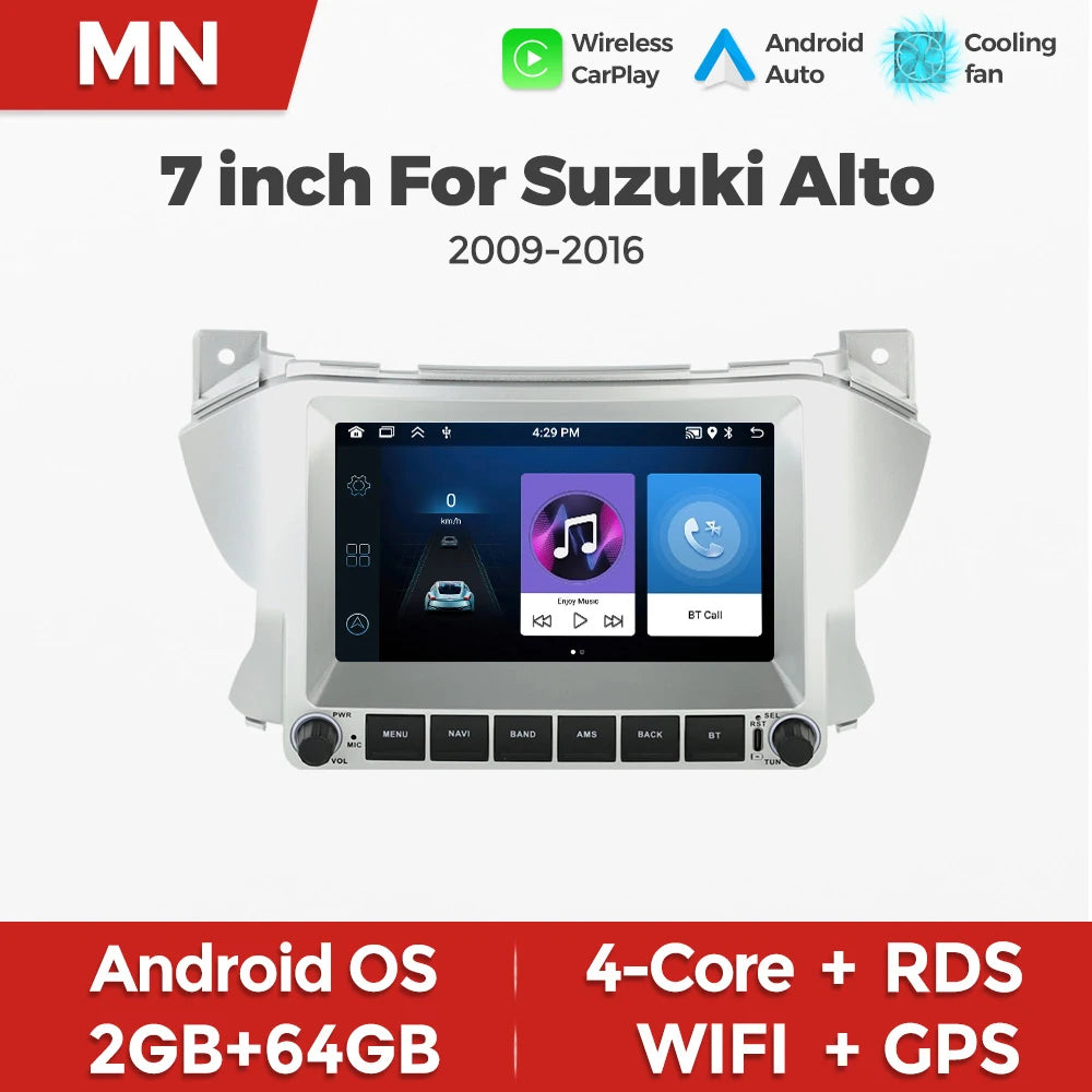 MEKEDE&NAVIFLY Intelligent Car audio system 64G Car Radio For Suzuki Alto 2009 - 2016 Wire