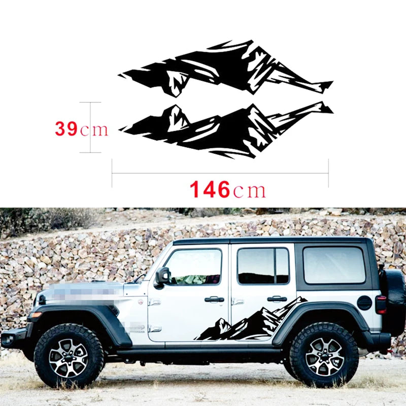 1 Pair Snow Mountain Car stickers Range Mountain Vinyl Car Decals Sticker For Jeep Wrangle