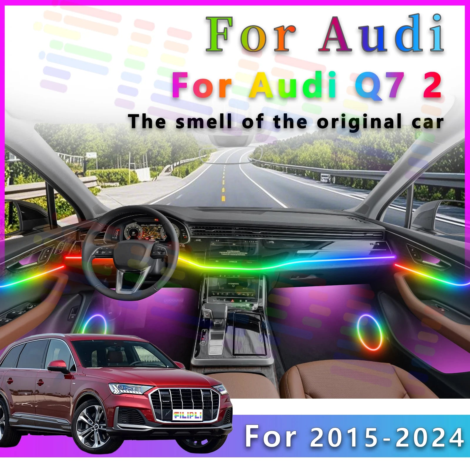 RGB - Ambient Light - for Audi Q7 2015-2024 - App Control - Car Interior Lighting | AUTOKITSHOP