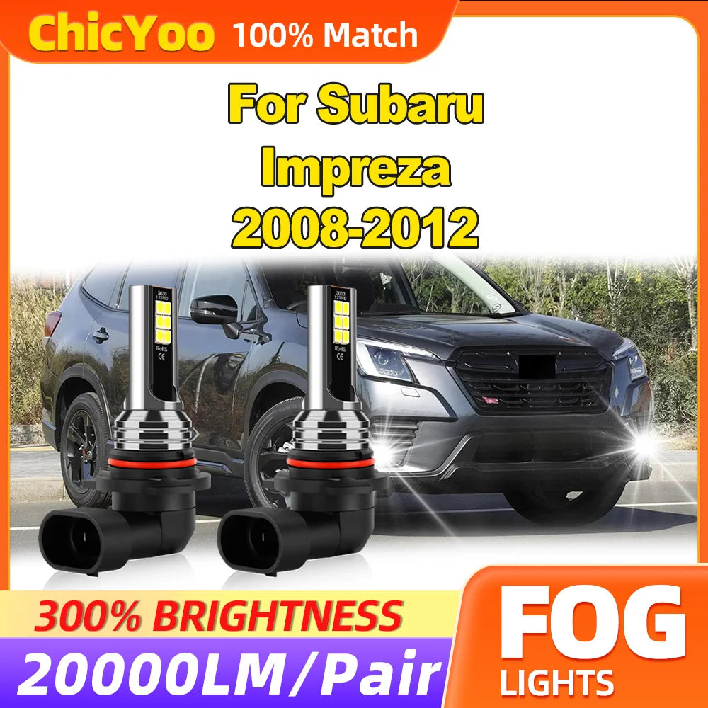 60W Fog Lamps 20000LM Plug And Play LED Fog Lights 12V 6000K White 3x Brightness For Subar