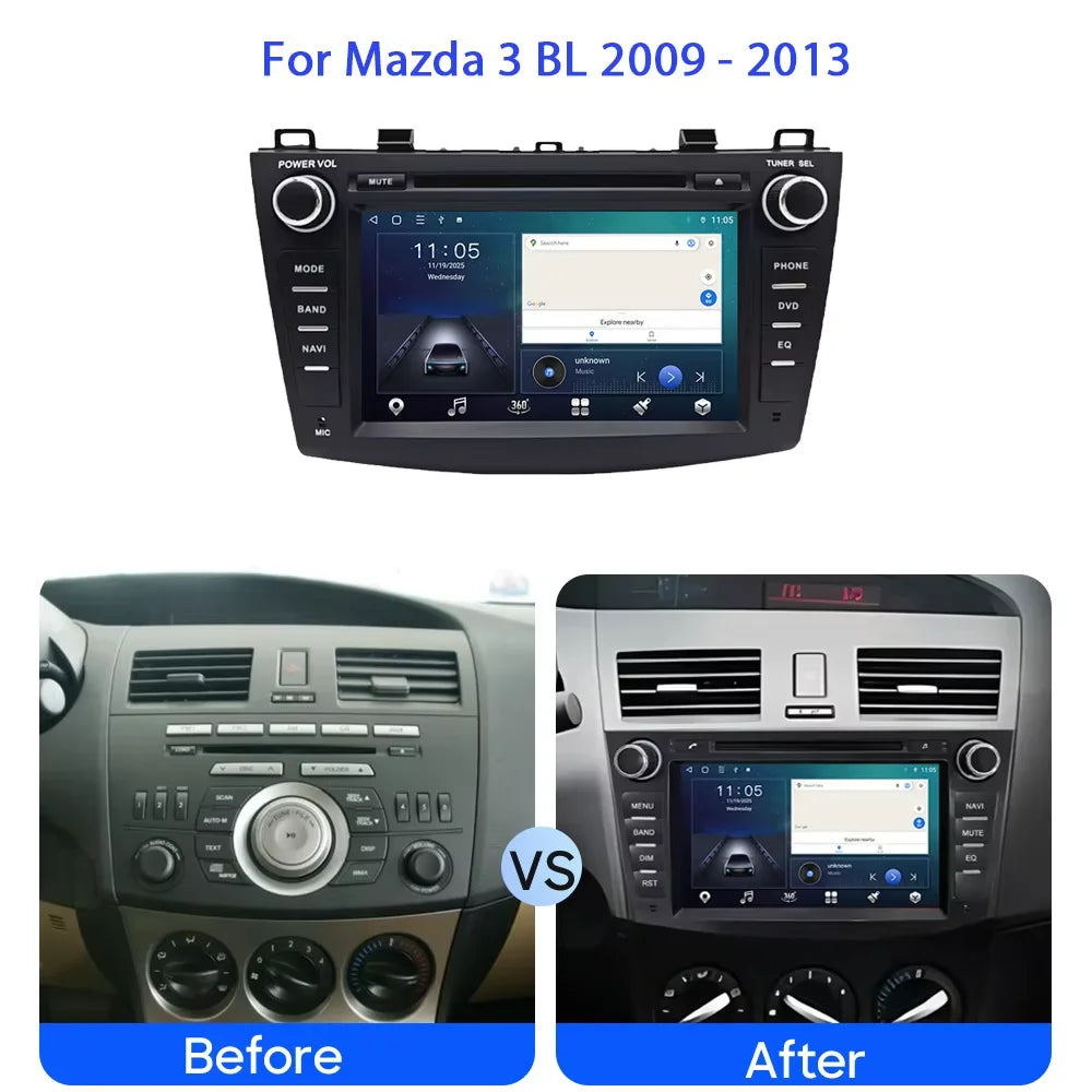 For Mazda 3 BL 2009 - 2013 Android Auto 7 Inch Car Radio Multimedia Auto Player GPS Headun