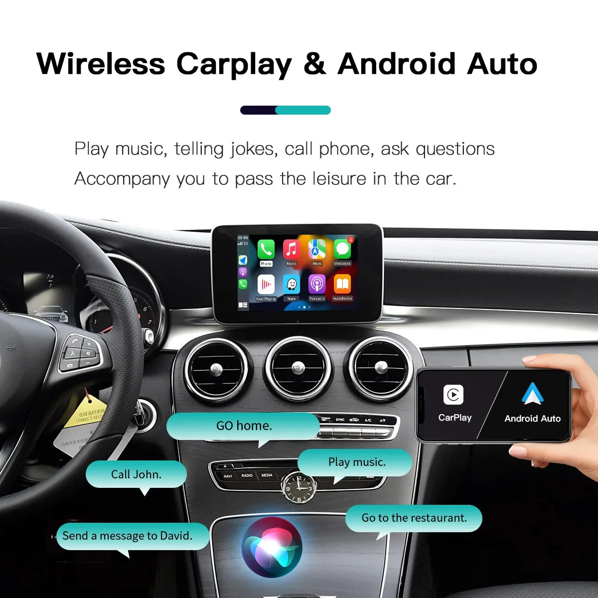 2025 Wireless Carplay Android Auto For Mercedes Benz C Class GLC W205 V Class W447 NTG5.0