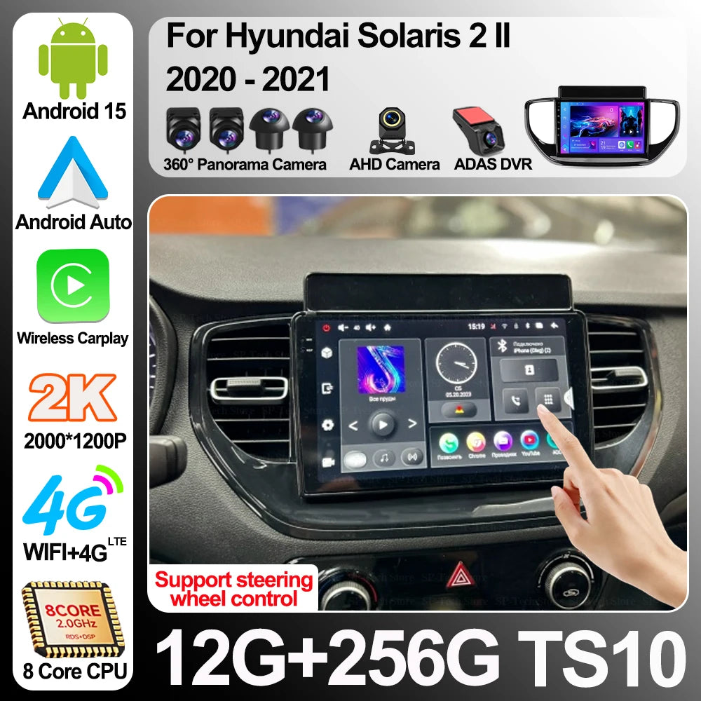 Car Radio For Hyundai Solaris 2 Ii 2020-2021 Android 16 Multimedia Stereo Player Navigatio | AUTOKITSHOP