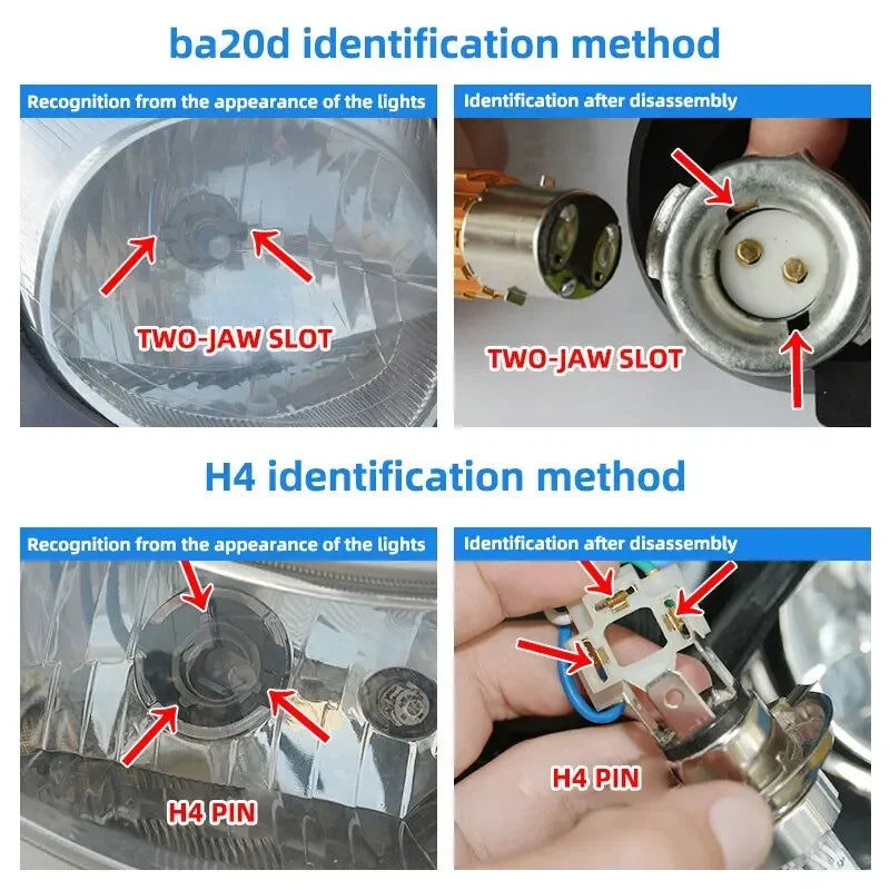 H4 BA20D H6 LED Motorcycle Headlight CSP Dual Color White Yellow Hi Lo Beam Lens Fog Lamp