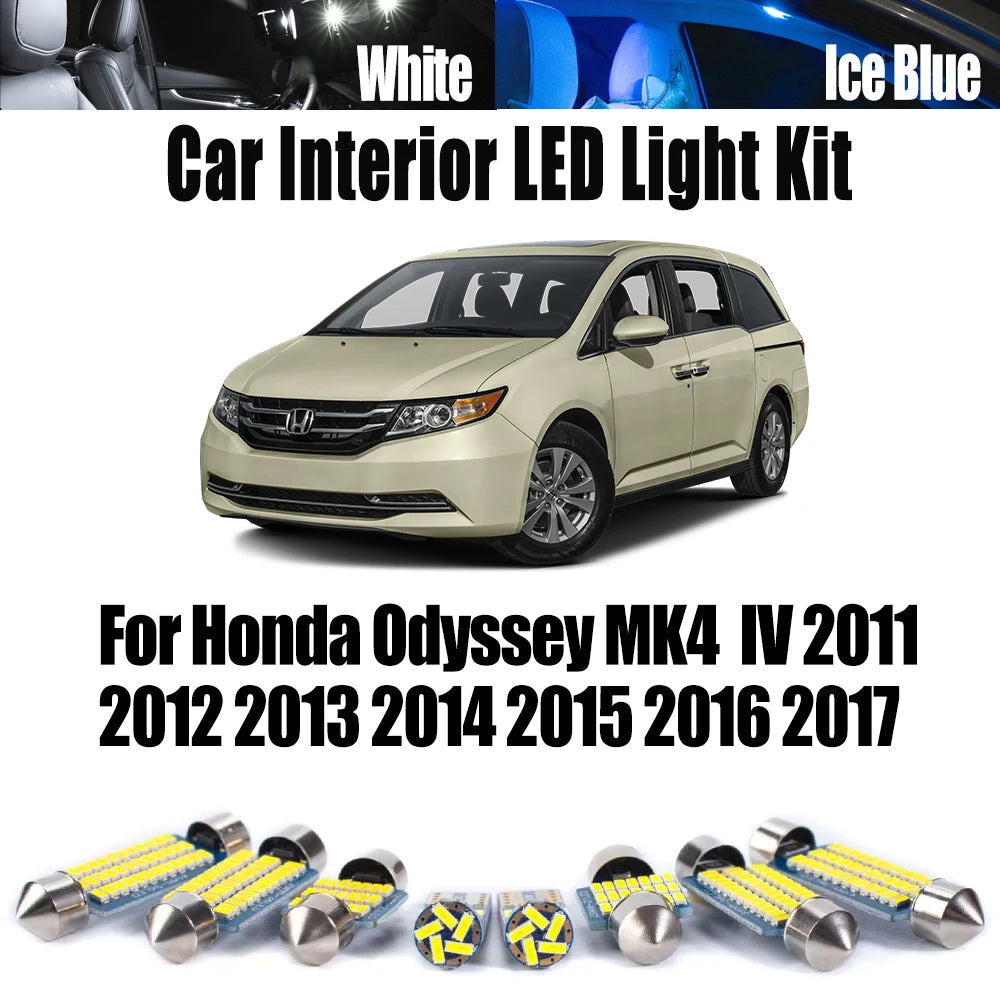 14-Piece LED Interior Light Kit for Honda Odyssey MK4  IV 2011-2014 - Canbus Dome Map Door Trunk Bulbs | AUTOKITSHOP