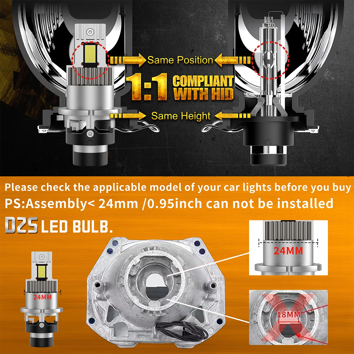 D2S D4S LED Headlight Bulbs 1:1 D1S D3S D8S HID Bulbs Xenon Lamp Canbus D2R D4R 30000LM Au