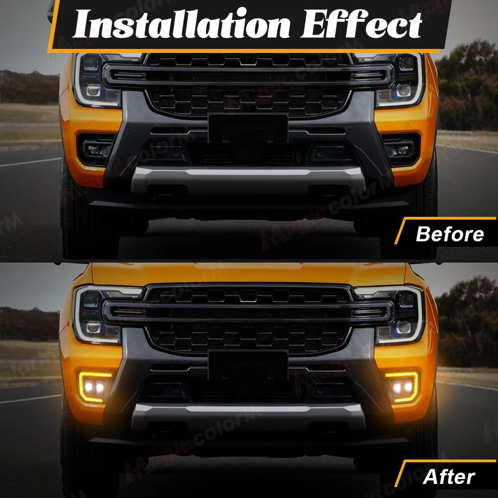 DRL For Ford Ranger Tremor Wildtrak 2022 2023 2024 LED Daytime Running Lights Car Fog Lamp | AUTOKITSHOP