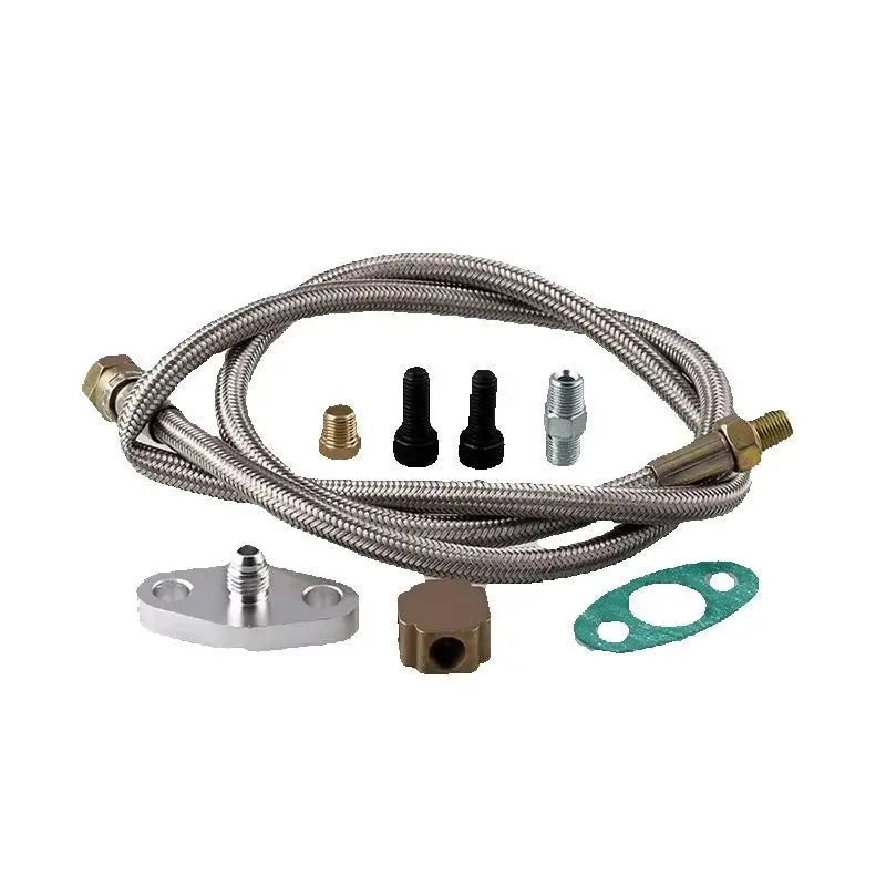 Stainless Turbo Oil Inlet Hose Feed Line 1/8 NPT Adapter Kit For T3 Turbocharger