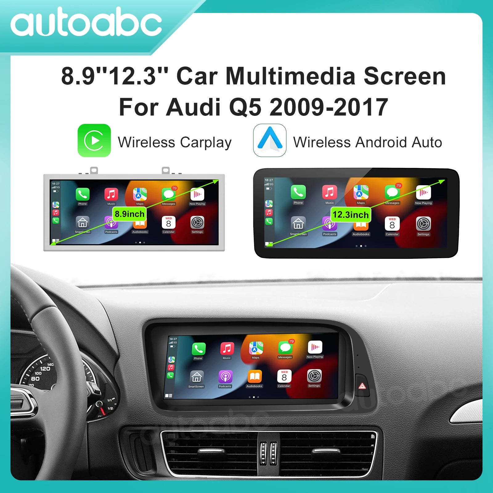 Wireless CarPlay Android Auto for Audi Q5 2009-2017 Car Multimedia Linux Touch Screen with | AUTOKITSHOP