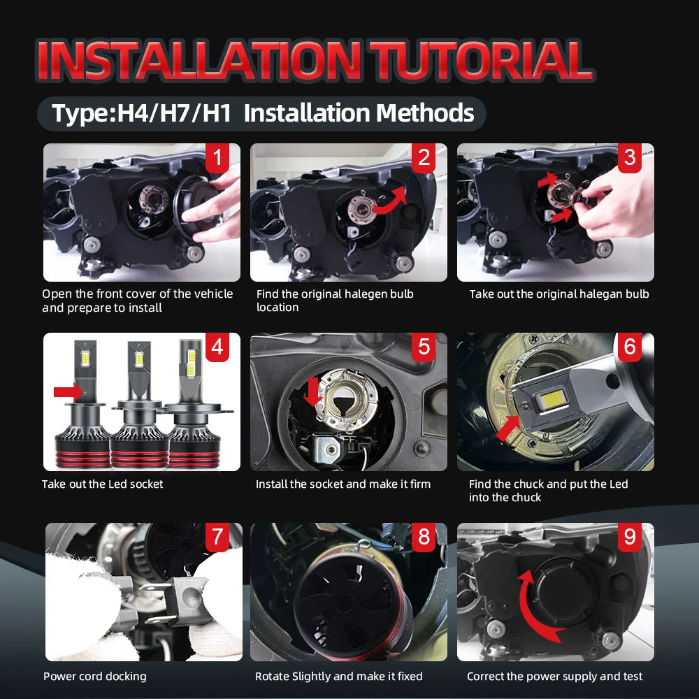 roadsun Lampada H11 H1 H7 Led Headlight HB3 HB4 LED Headlamp luces led H4 Car Lamps Alta P