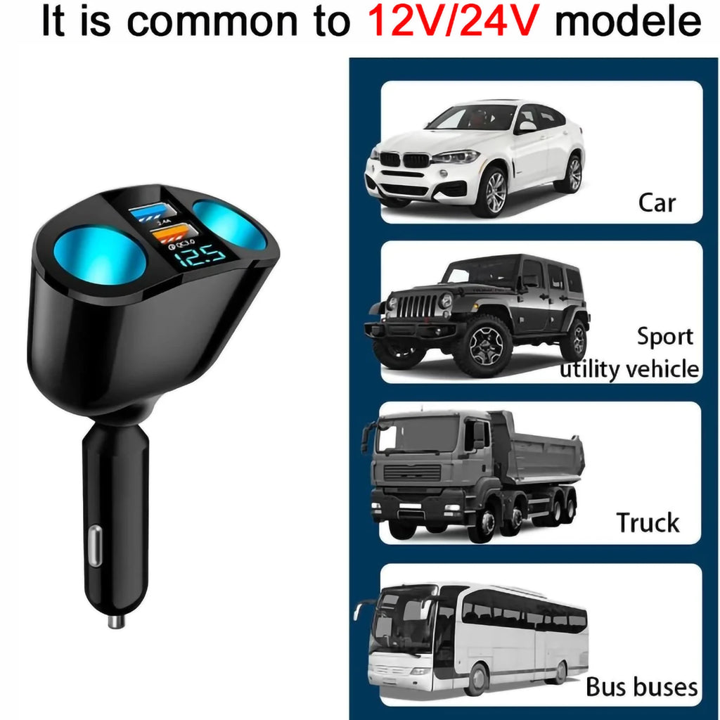 Outlet Dual PD USB 12V 120W Car Cigarette Lighter Socket Splitter Power Adapter Charger Ca