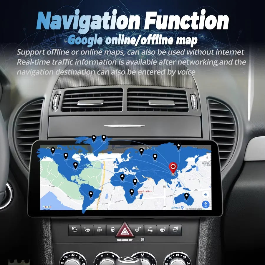 12.3" Radio Android 14 Car Video Player Stereo For Benz SLK class R171, SLK200, SLK280, SL