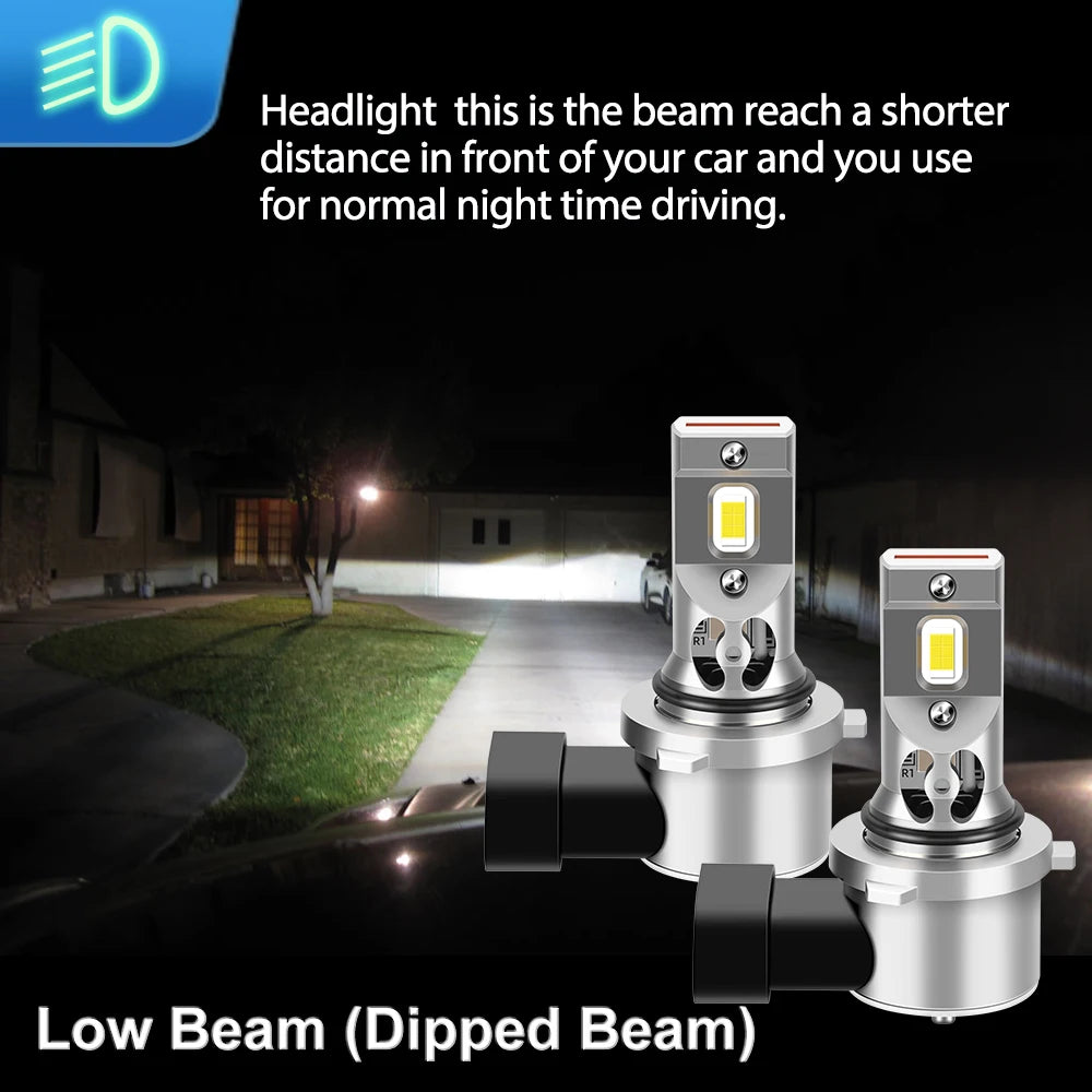 2/4Pcs 400W LED Light Mini Size Wireless HB3 HB4 Car Headlight with Fan 6000K For Jeep Gra