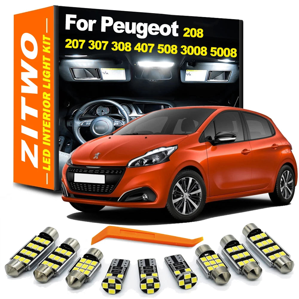 Canbus Car LED Interior Dome Map Reading Light Bulb Kit For Peugeot 207 208 307 308 407 508 607  - Canbus LED Car Light