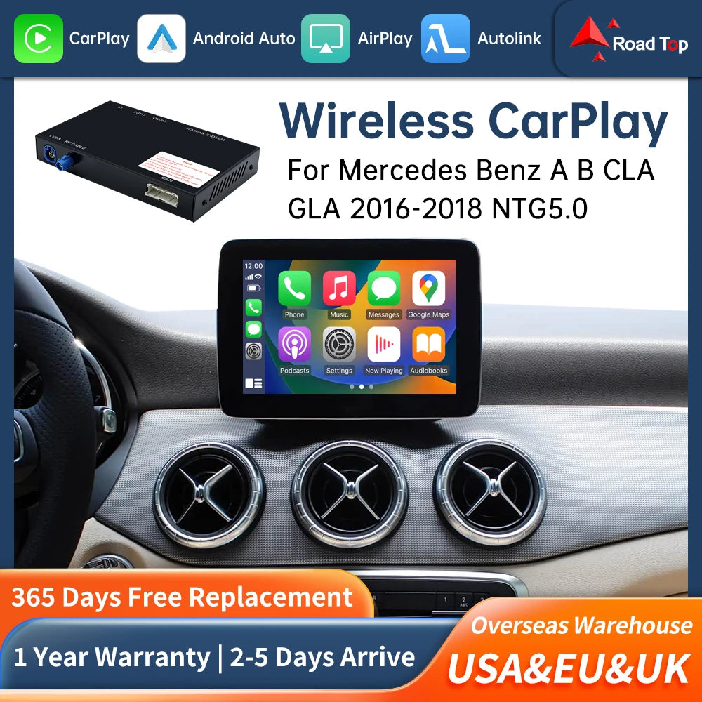 Road Top Wireless CarPlay Decoder for Mercedes Benz A B Class W176 W246 CLA GLA NTG5.0 201 | AUTOKITSHOP