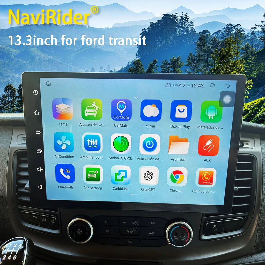 13.3" Screen For Ford Transit Custom Van 2020 2024 Android Auto Car Multimedia Video Playe