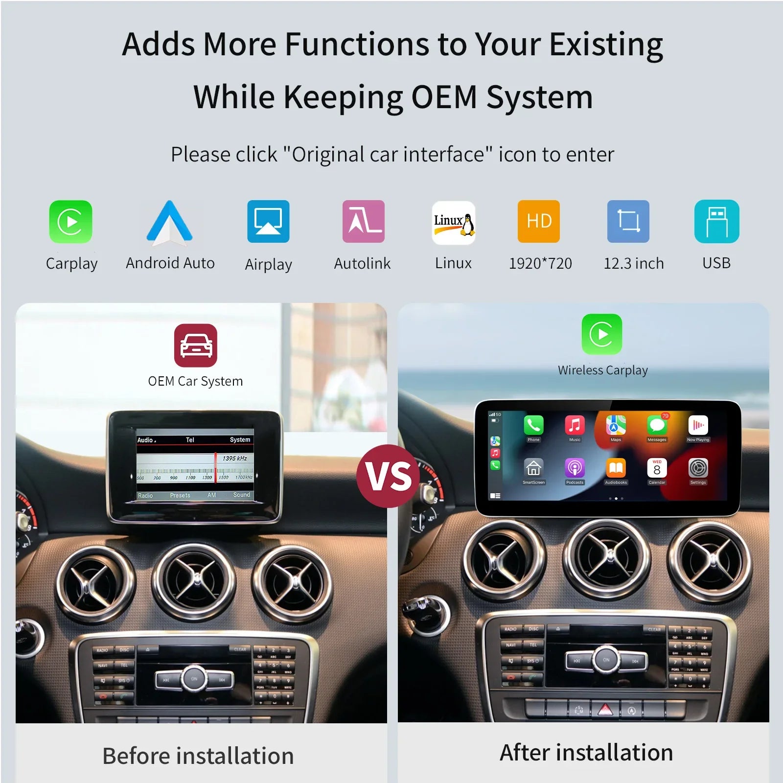 Wireless Carplay Android Auto for Mercedes Benz A B C E GLA CLA GLK W176 C117 X156 W246 W2 | AUTOKITSHOP