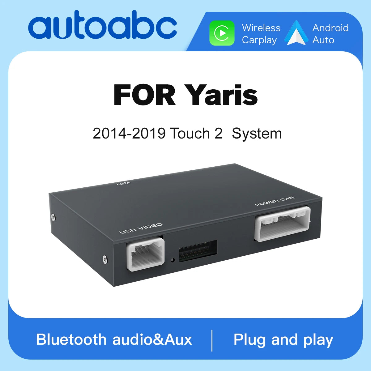AUTOABC Wireless Carplay Android Auto For Toyota Yaris With Multimedia Accessory Mirror Li
