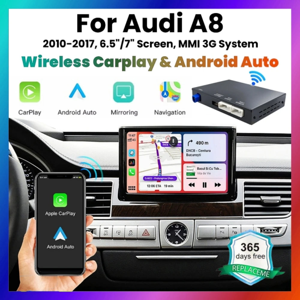ANYFAR Wireless CarPlay Android Auto Interface for Audi A8 2010-2017 MMI 3G with AirPlay M | AUTOKITSHOP