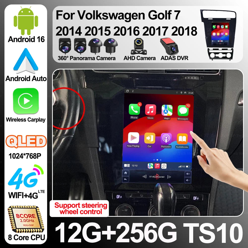 9.7" Car Radio For Volkswagen Golf 7 2014 2015 2016 2017 2018 Android 16 Multimedia Video  | AUTOKITSHOP