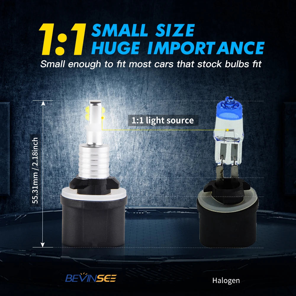 BEVINSEE 2PCS 880 H27W/1 LED Fog Lights 80W 1500LM DRL LED Bulb For Hyundai KIA Ford Subar