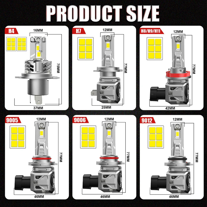 4800W H7 Led Headlights CANBUS H4 H11 H8 9005 9006 9012 Turbo 1:1 Plug&Play 24PCS 5570 CSP