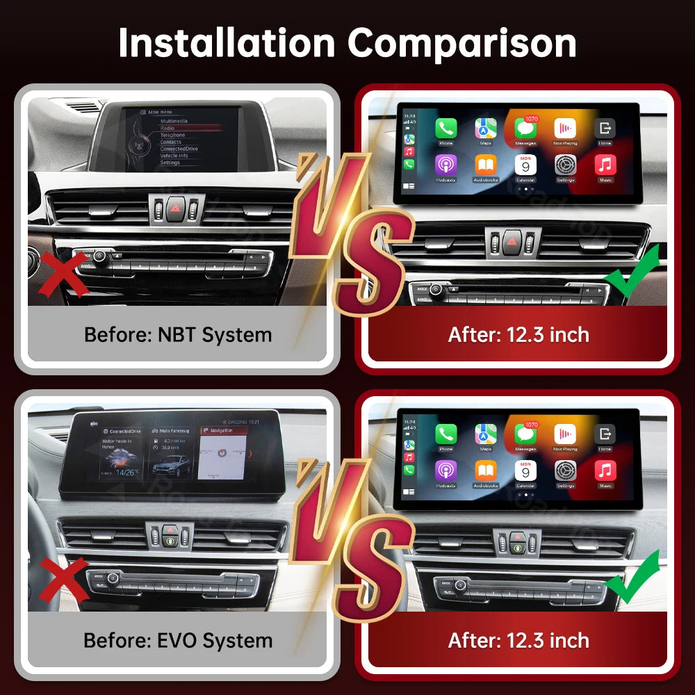 RoadTop 12.3' Wireless Carplay Car Multimedia Touch Screen iDrive Android Auto Head Unit F | AUTOKITSHOP