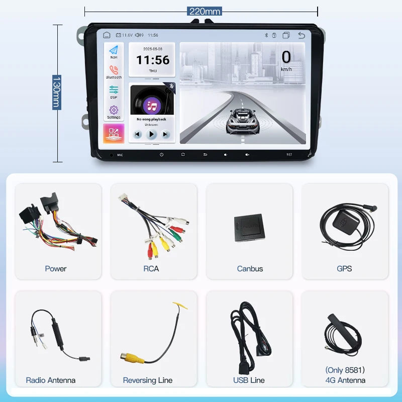 SZLELV Android 15 Auto Car Radio CarPlay GPS For VW Volkswagen Skoda Octavia Golf 5 6 Tour
