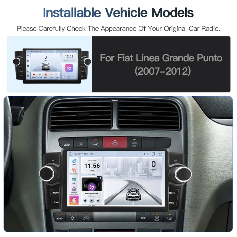 SZLELV Android 15 Auto For FIAT Punto 2005-2009 Linea 2007-2011 Car Radio CarPlay Multimed