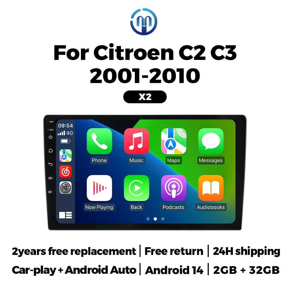Android System 2 Din Car Radio Multimedia Player for Citroen C2 C3 2001 2002 2003-2010 Car | AUTOKITSHOP
