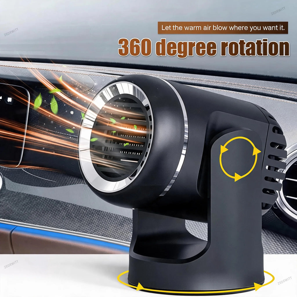 2 in 1 Portable Car Heater Cooling Fan 12V 150W Windshield Defroster Demister Anti-Fog Preheater - Automotive LED Light