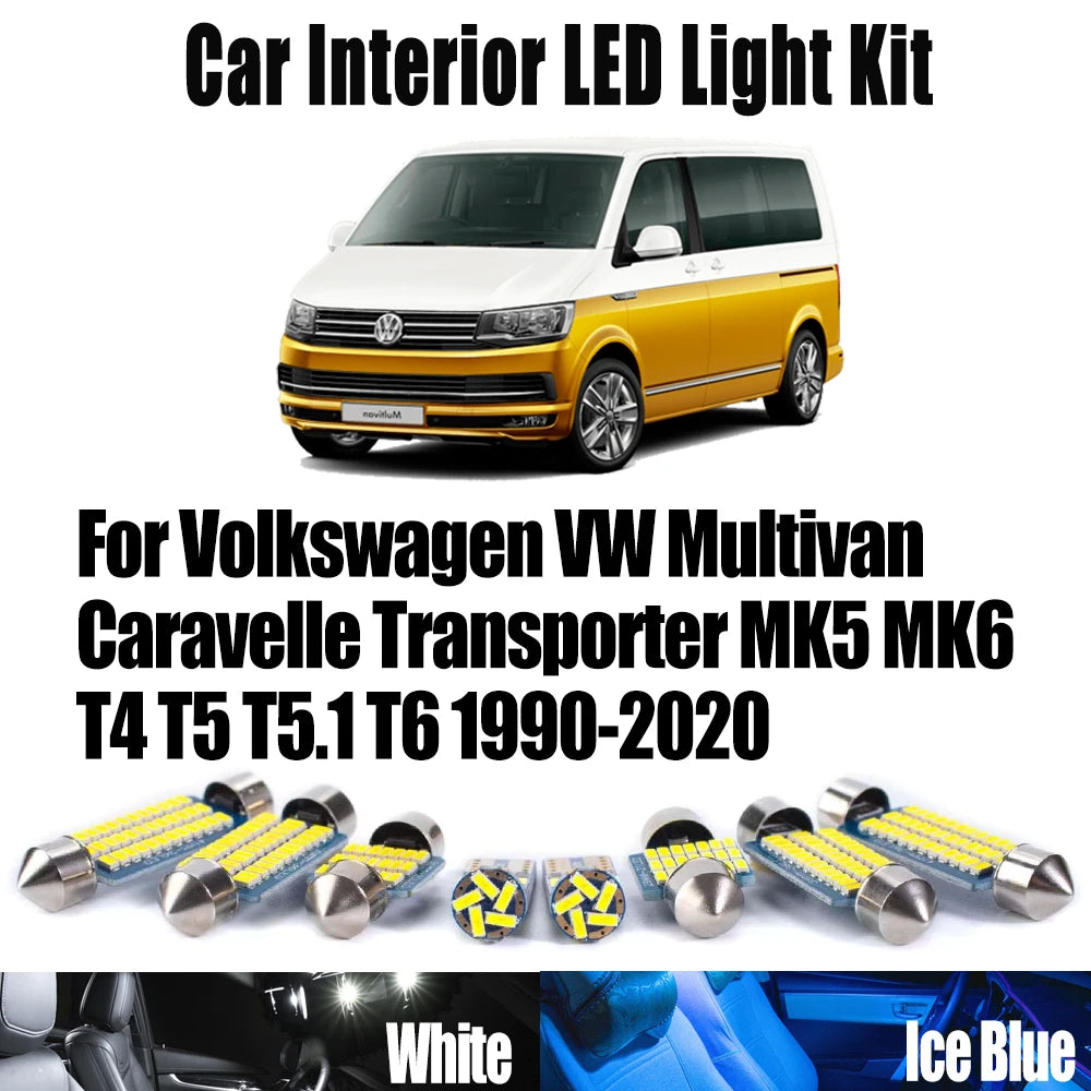 LED Interior Light Kit for Volkswagen VW Multivan Caravelle Transporter MK5 MK6 T4 T5 T5.1 T6 1990-2020 - Canbus Dome...