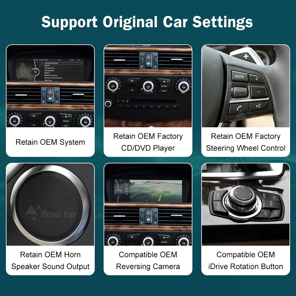 CN RoadTop 8.8' Wireless CarPlay Linux Screen Android Auto For BMW 5 Series E60 E61 2005-2