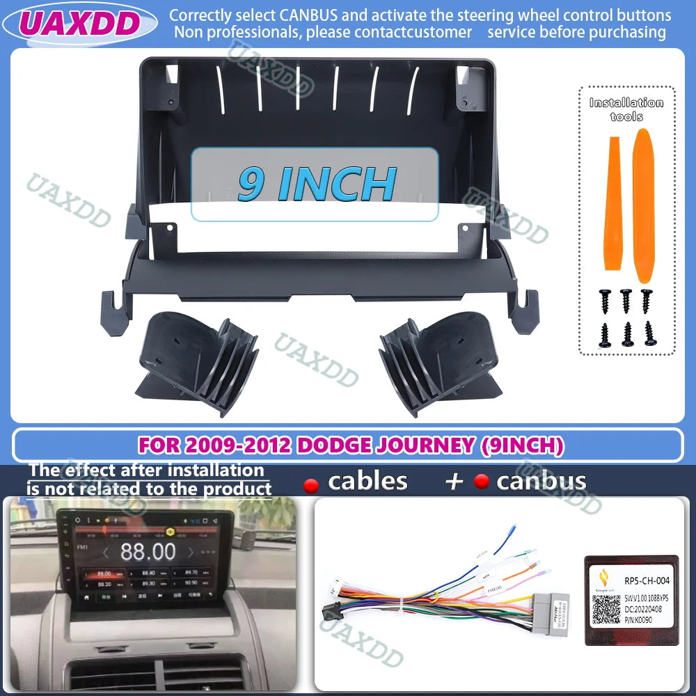 Car Audio Fascia Frame Adapter Dodge Journey For 2009- 2012 9 Inch Big Screen 2DIN Dash Fi